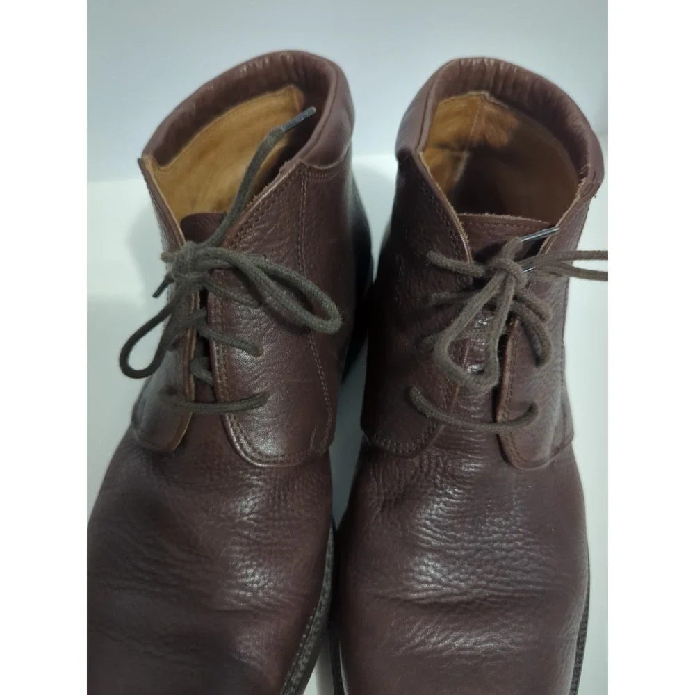 Eddie Bauer Boots Mens Sz 11 M Brown Pebble Leather Chukka Lace Up Casual Italy